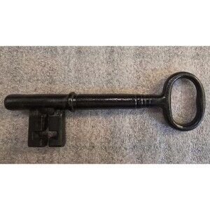 Antique Cast Iron Skeleton Key Marked "UCB" 7.5" Medieval Dungeon Jail